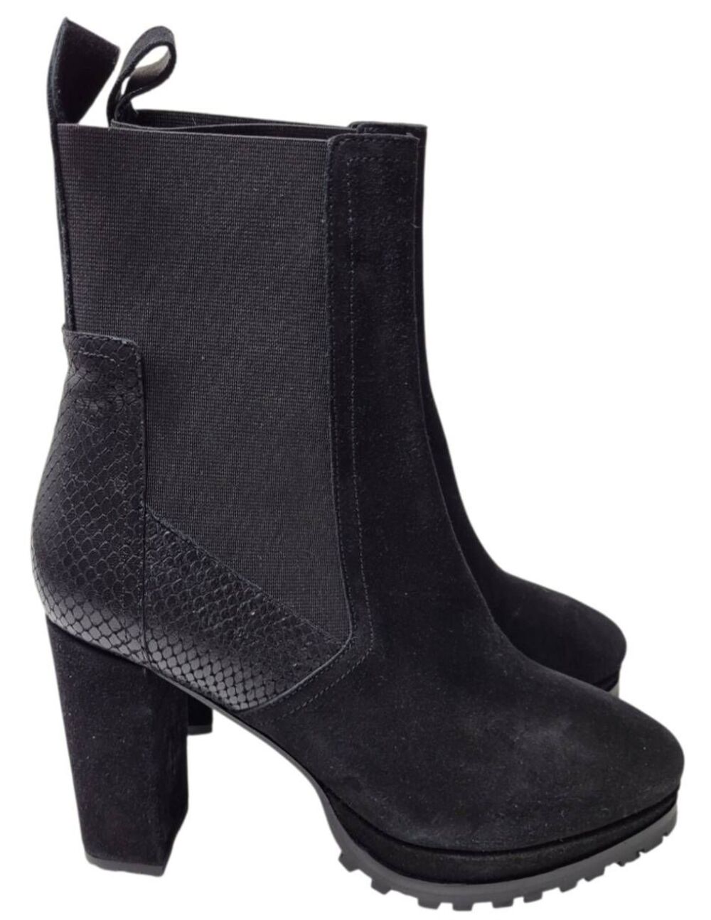 All Saints Sahara Black Suede block ankle boots size EU 38